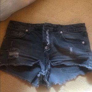 Black denim shorts